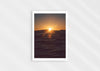Light in the Deep, a colour photographic print of the sun on the ocean horizon at Porthtowan, Cornwall.