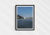 Sea With Hotel Views, a colour photographic print of Saunton Sands Hotel shot from the sea in a black frame.