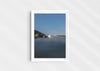 Sea With Hotel Views, a colour photographic print of Saunton Sands Hotel shot from the sea in a white frame.