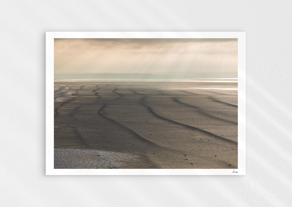 Splice Your Lines, a colour photographic print of lines of swell at Saunton Sands.